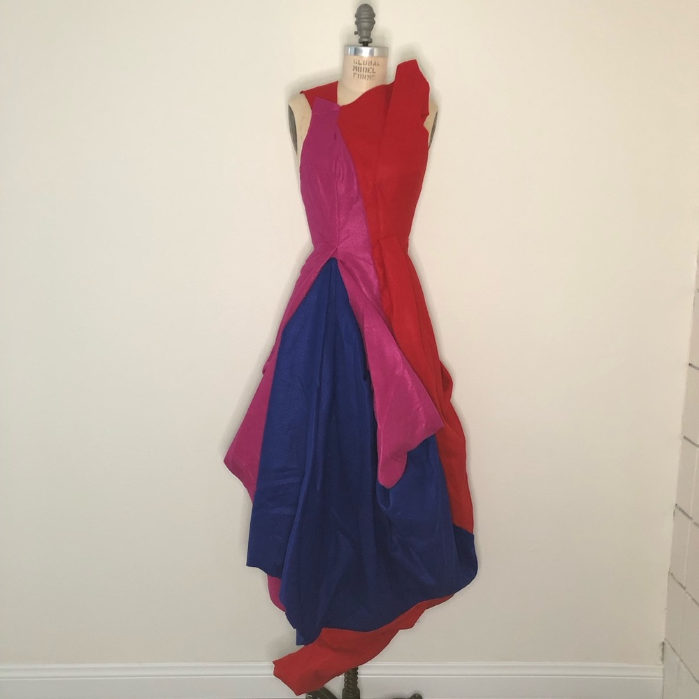 One of a kind pink felt dress, hand made.